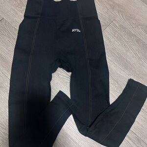 AYBL  Black Ribbed High-Rise Leggings